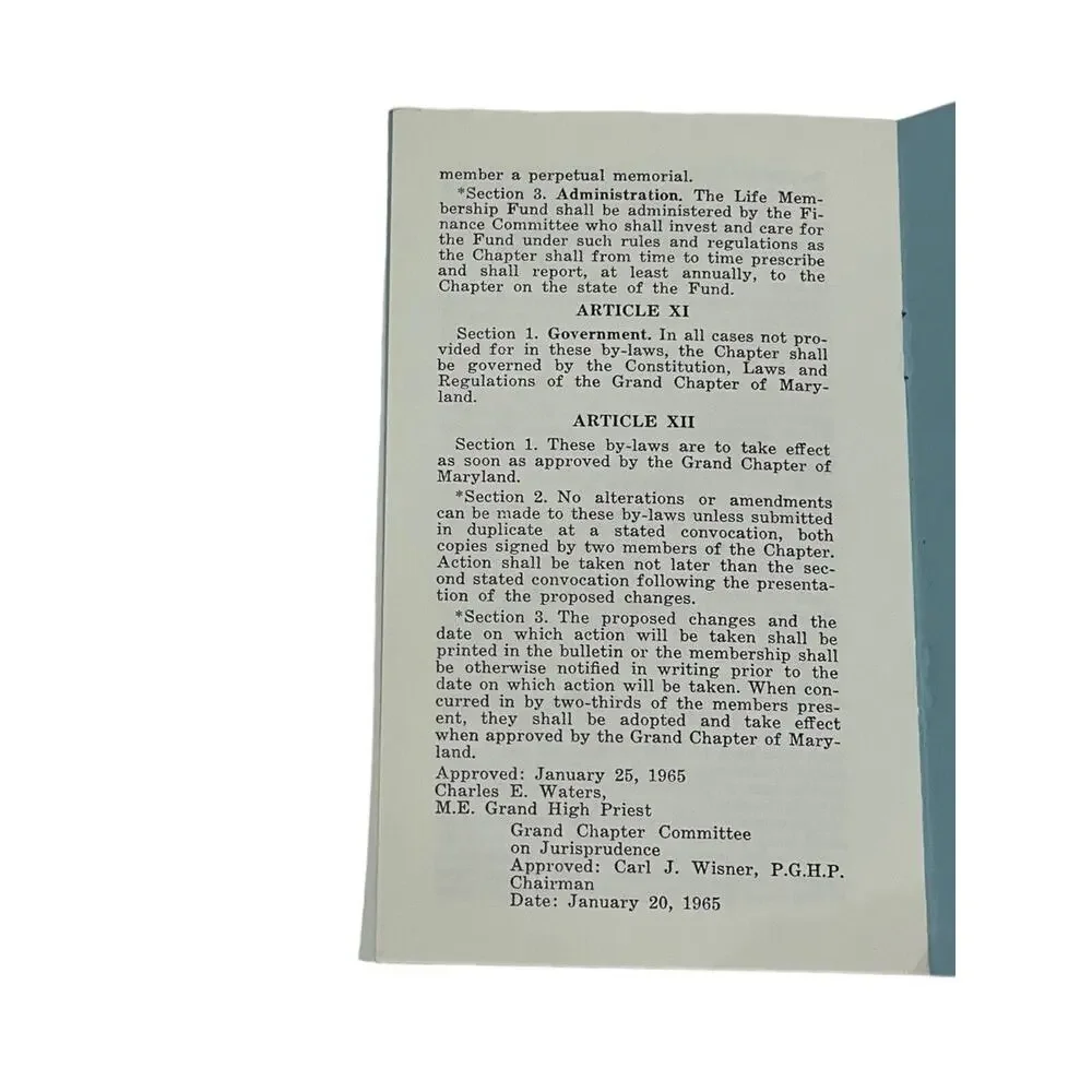 Vintage 1961 Freemason Booklet Camp Springs MD By-Laws Maryland Lodge Masonic